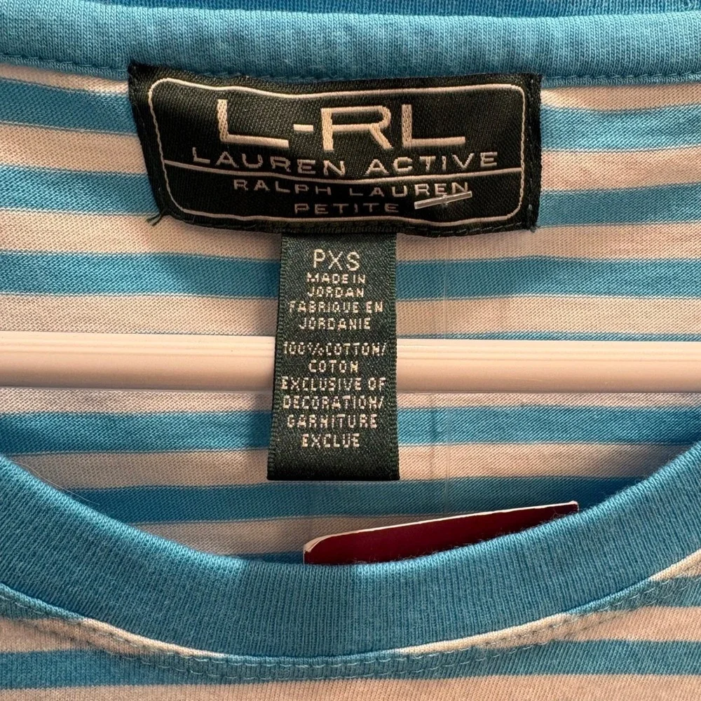 NWT Lauren Ralph Lauren Cotton Short Sleeve Shirt Top Petite XS Coastal Preppy - Picture 3 of 5